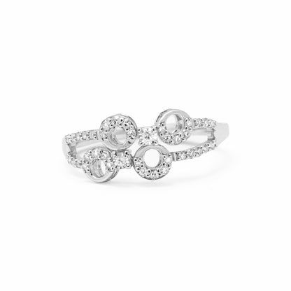 Lab Grown Diamond 0.18 CT IGI Certified Designer Ring in 925 Silver with Palladium (Silvadium)  IGI Certified, Hallmarked - Modern Circle Motif with Dual Band