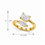 18KT Gold Vermeil Dual Elegance Lab-Grown Diamond Open Ring