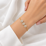 18K Gold Vermeil Three-Stone Pear Halo Lab-Grown Diamond Bracelet