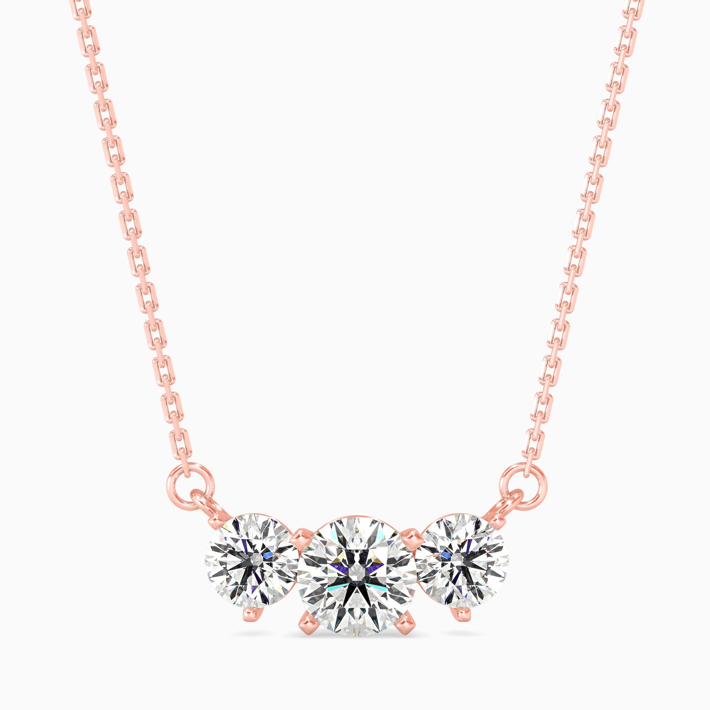 Three Stone Solitarie Pendant Without Chain
