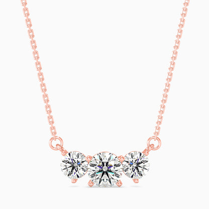 Three Stone Solitarie Pendant Without Chain