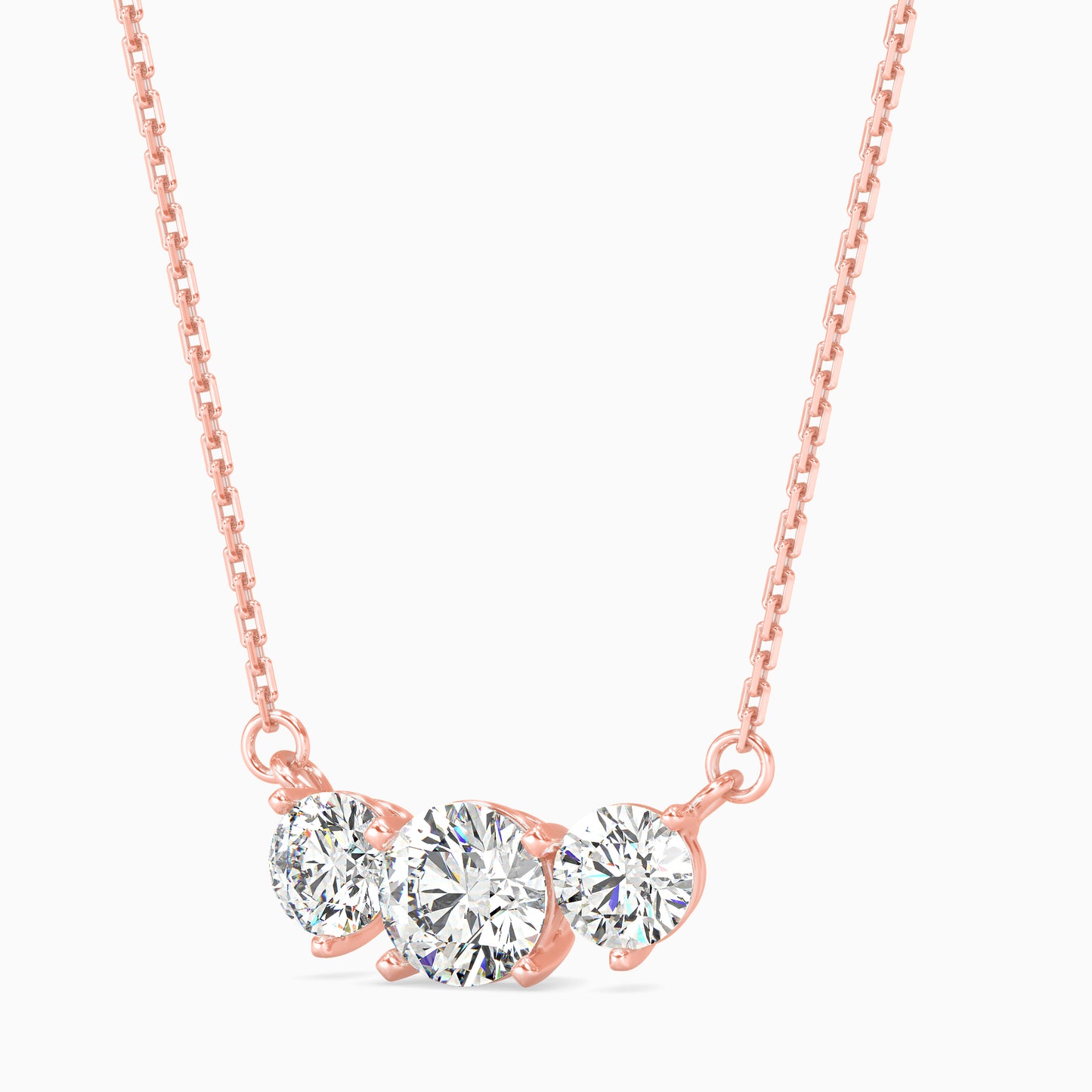 Three Stone Solitarie Pendant Without Chain