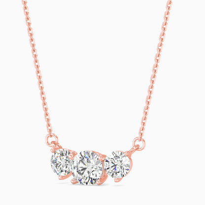 Three Stone Solitarie Pendant Without Chain