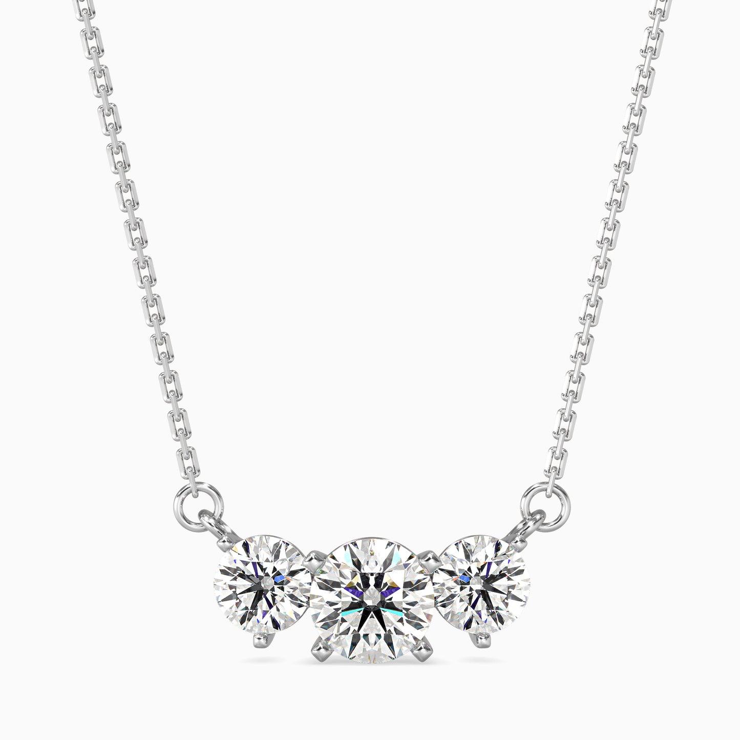 Three Stone Solitarie Pendant Without Chain