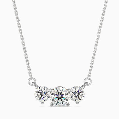 Three Stone Solitarie Pendant Without Chain