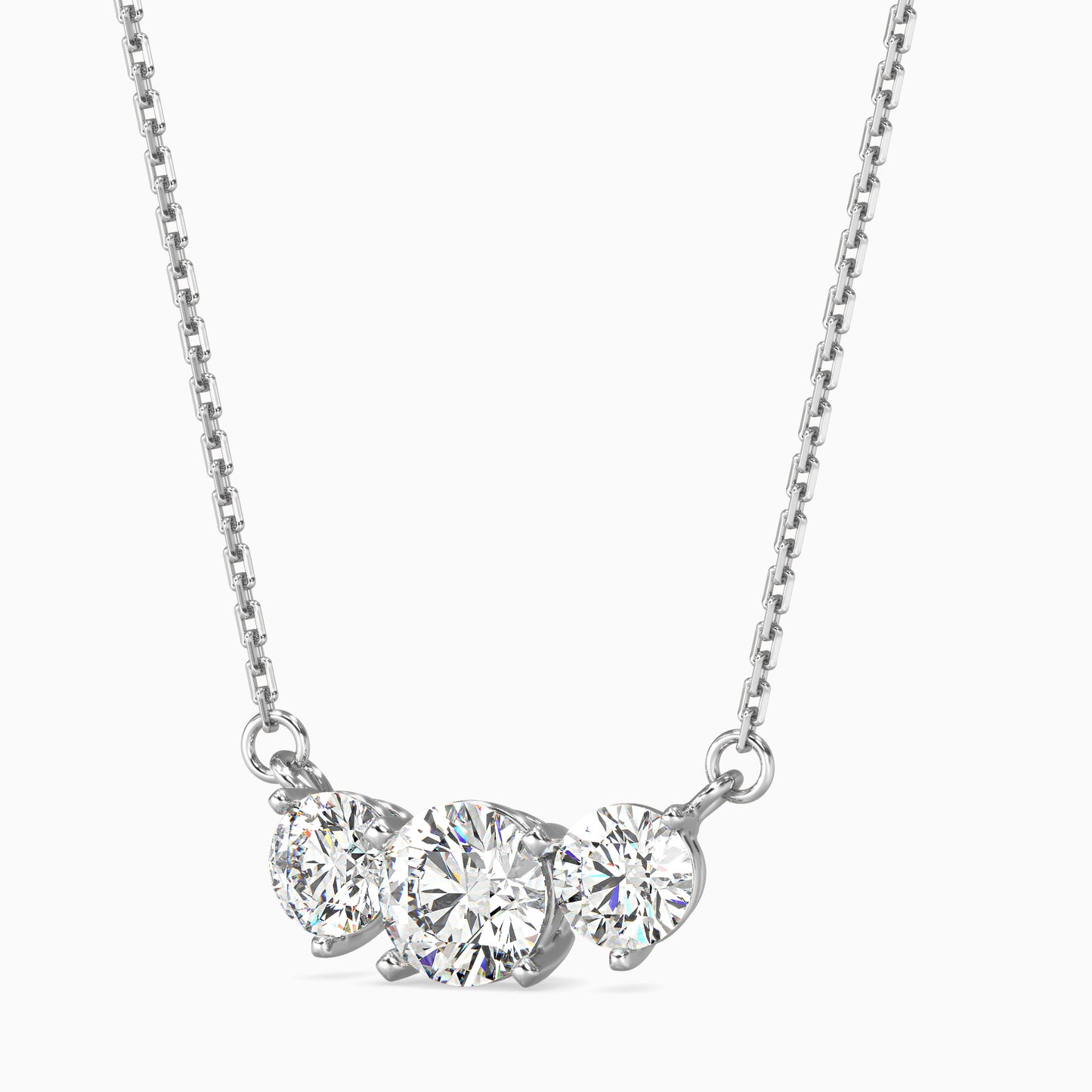 Three Stone Solitarie Pendant Without Chain