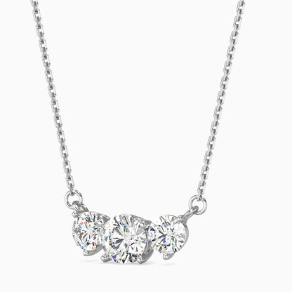 Three Stone Solitarie Pendant Without Chain