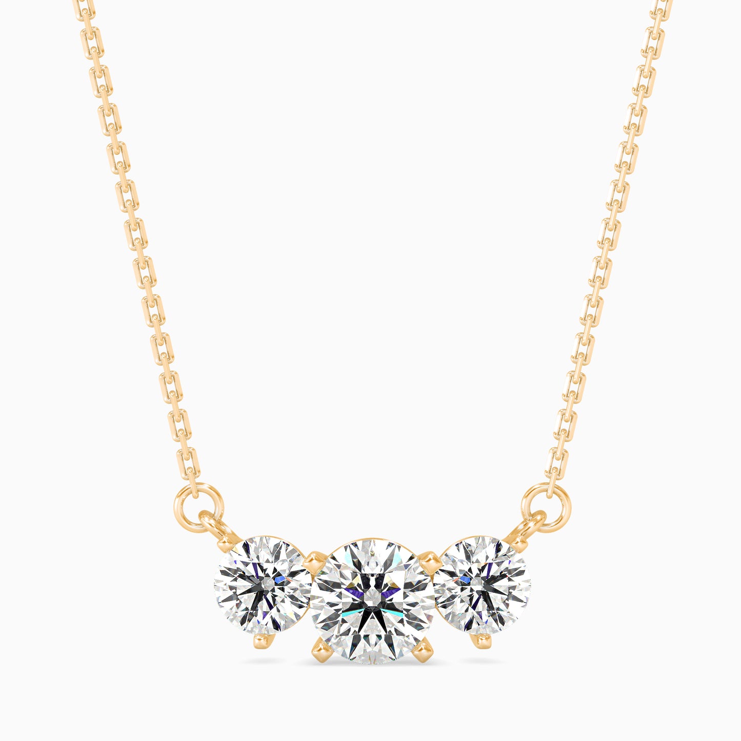 Three Stone Solitarie Pendant Without Chain