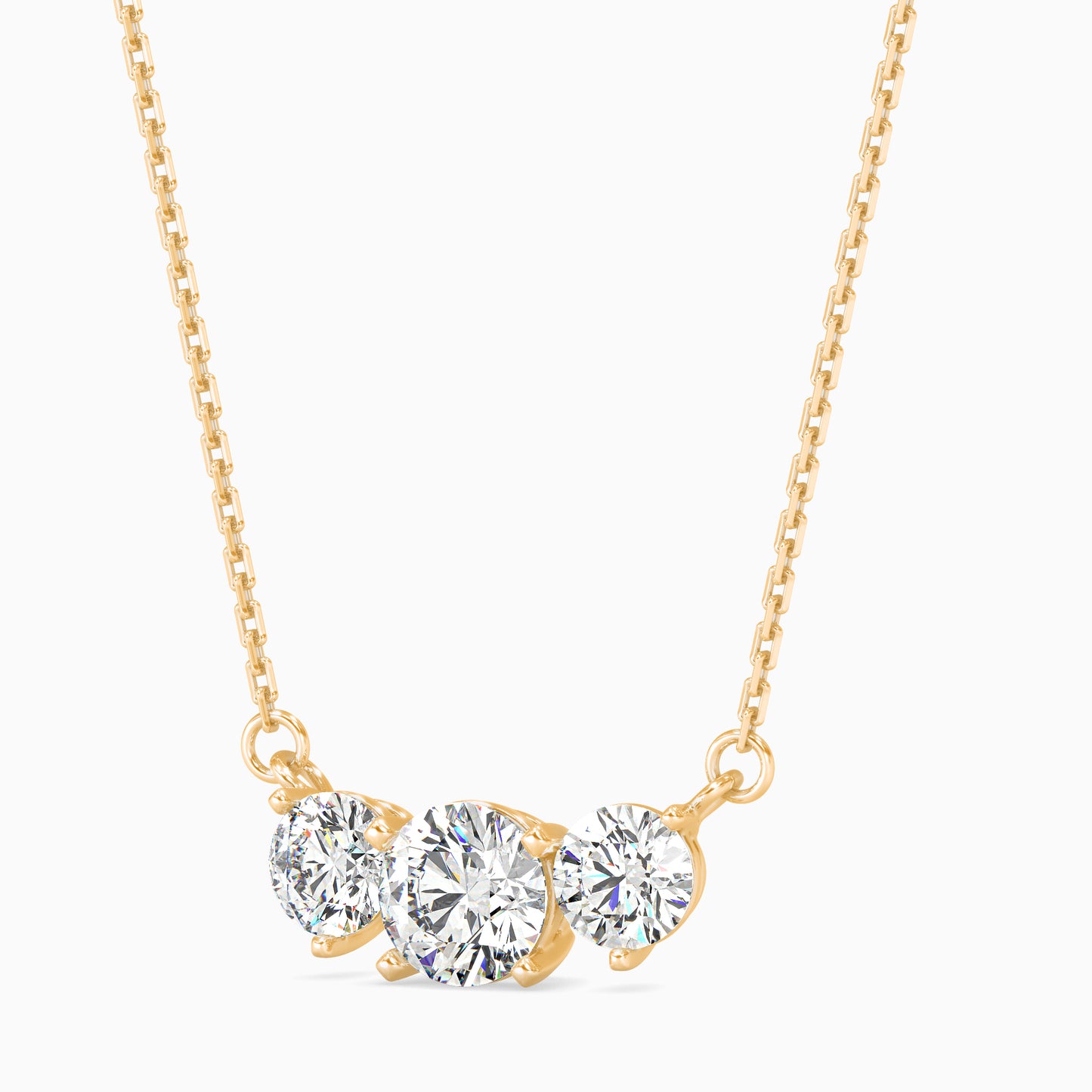 Three Stone Solitarie Pendant Without Chain