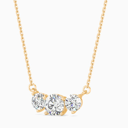 Three Stone Solitarie Pendant Without Chain