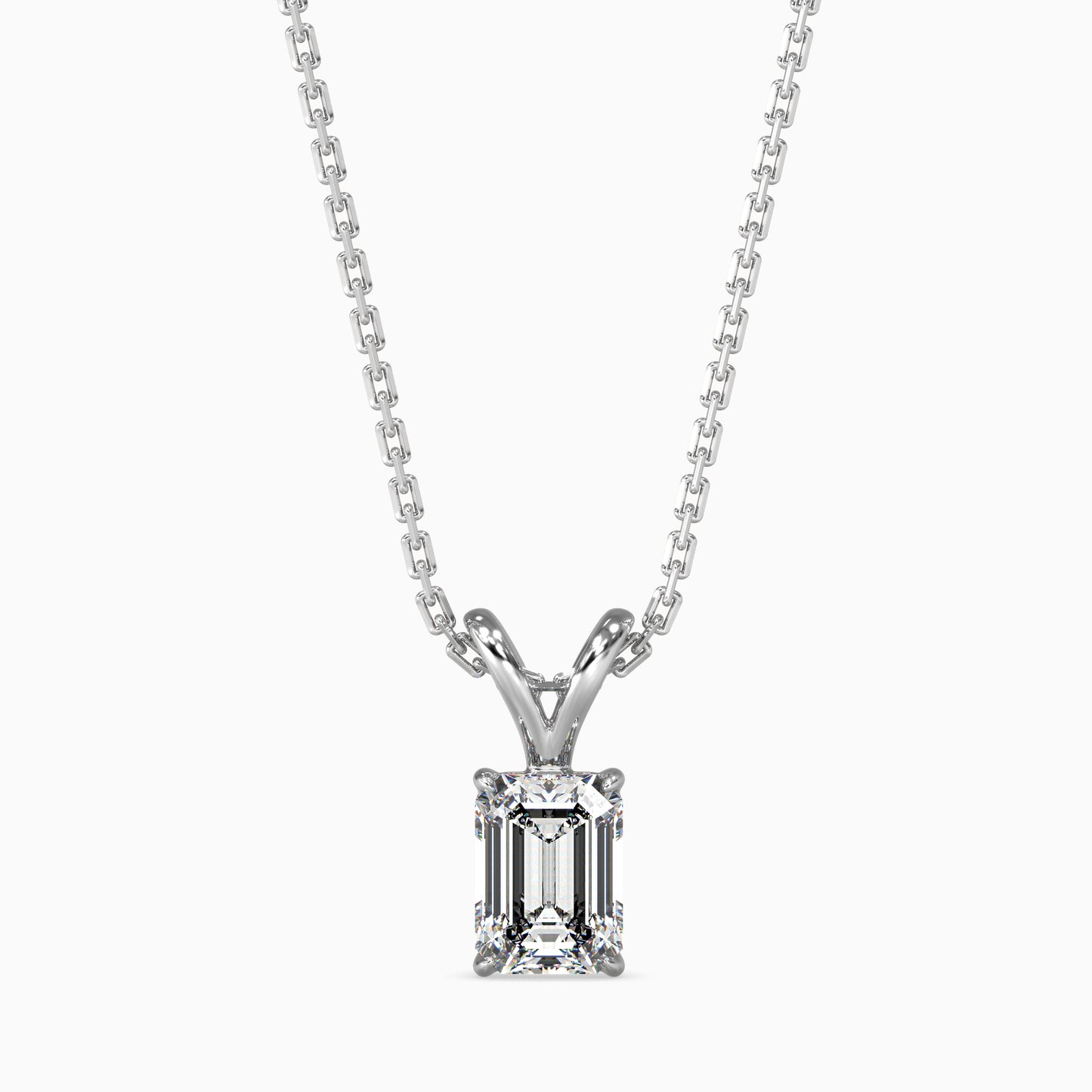 1.5 CT Solitaire Emerald V Pendant without chain