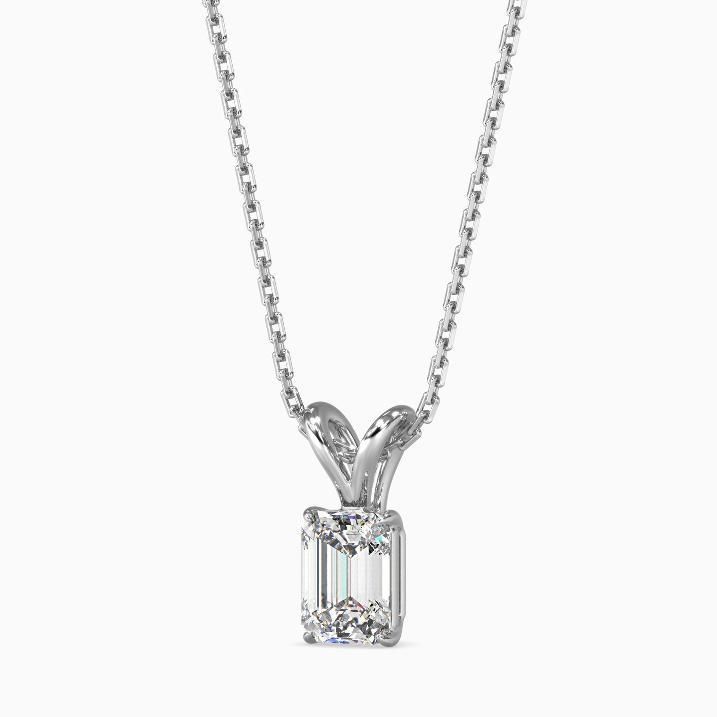 1CT Solitaire Emerald V Pendant without chain