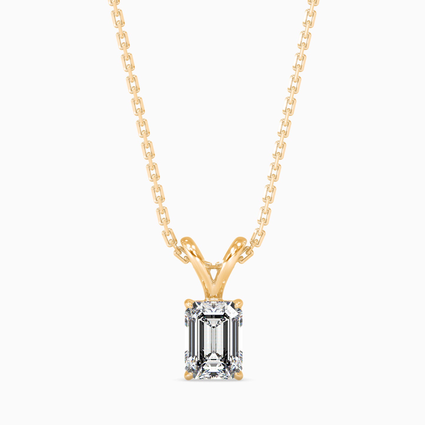 1.5 CT Solitaire Emerald V Pendant without chain