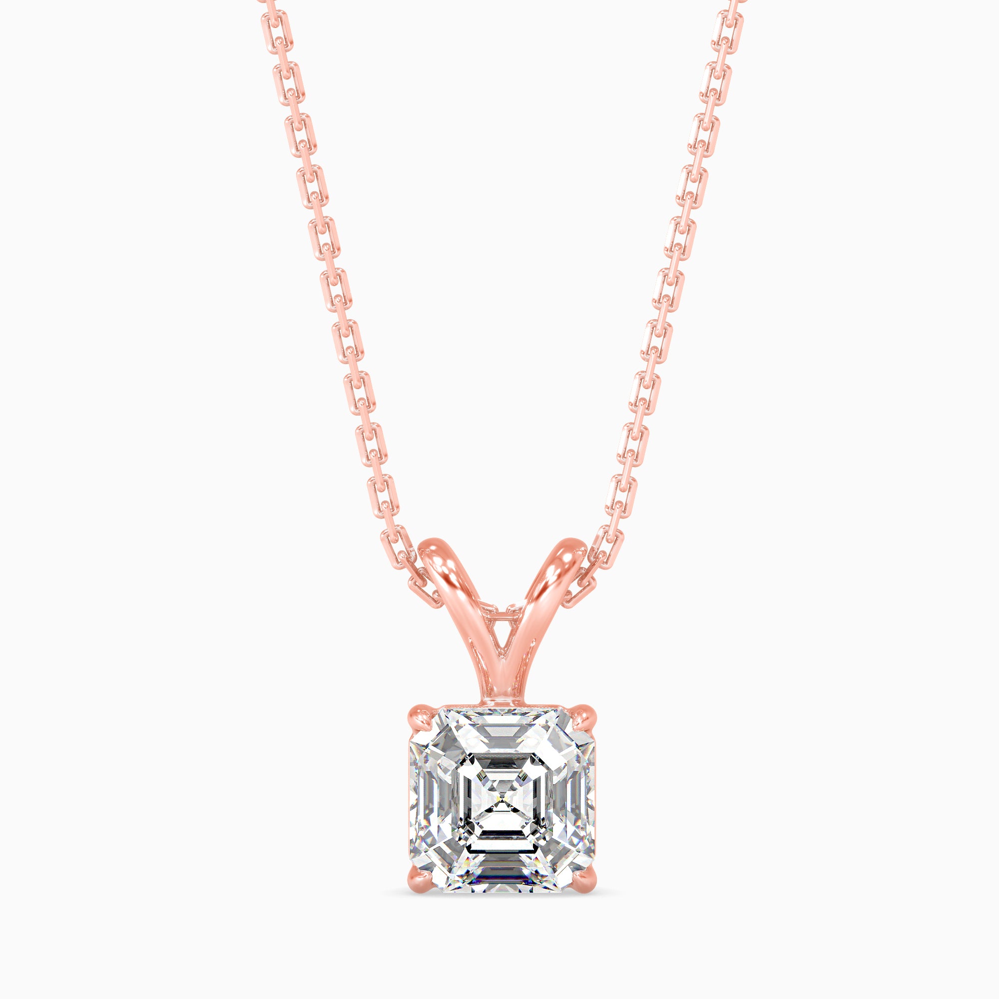 1CT Ascher Solitaire Pendant with chain