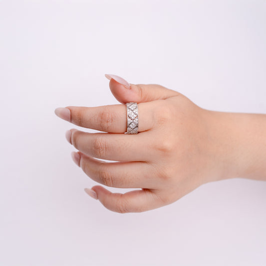 Lab Grown Diamond 1.37 CT Band Ring IGI Certified, Hallmarked | 925 Sterling Silver with Palladium (Silvadium) | Women’s Eternity Band Ring | Hallmarked & Gift-Ready