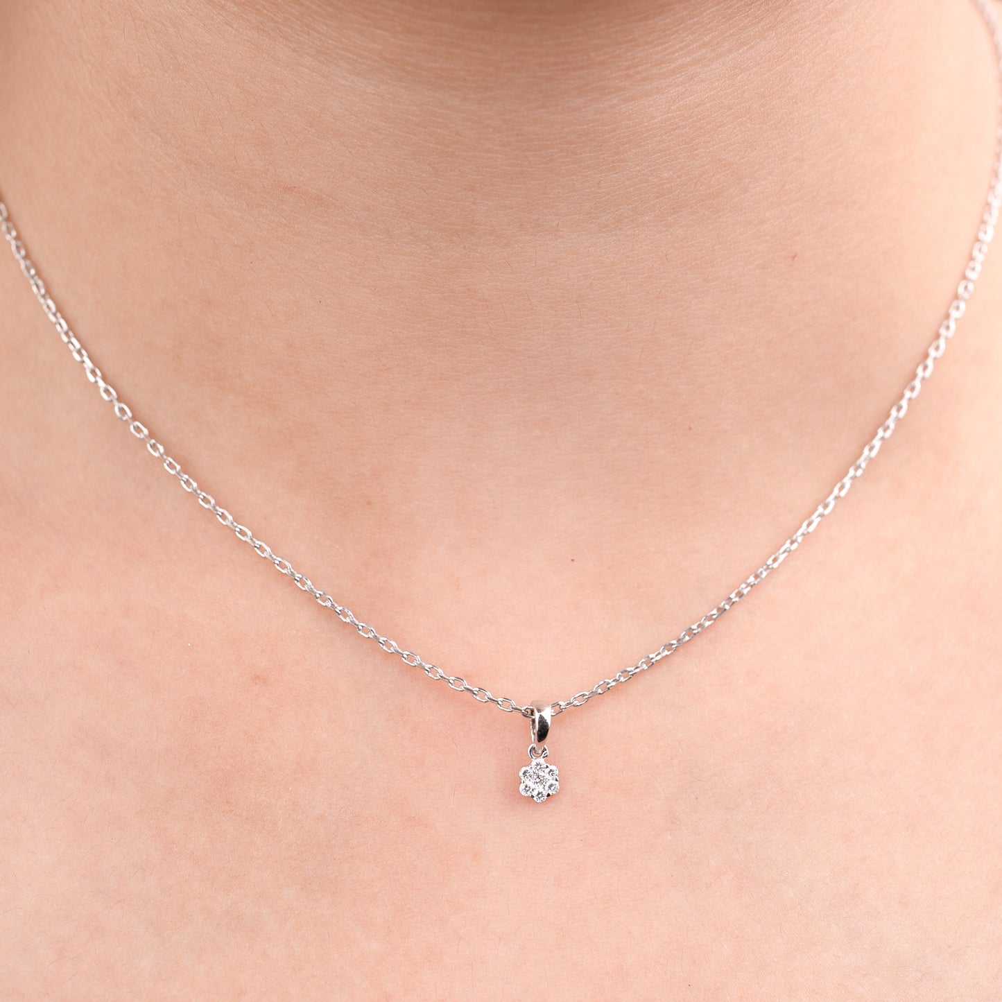 Lab Grown Diamond Round  Pendant 0.16 CT VS1  in 925 Silvadium (Silver + Palladium) 3.12g, IGI Certified, BIS Hallmarked, Elegant & Durable Everyday Jewelry with Lifetime Plating Warranty by New Age Diamonds