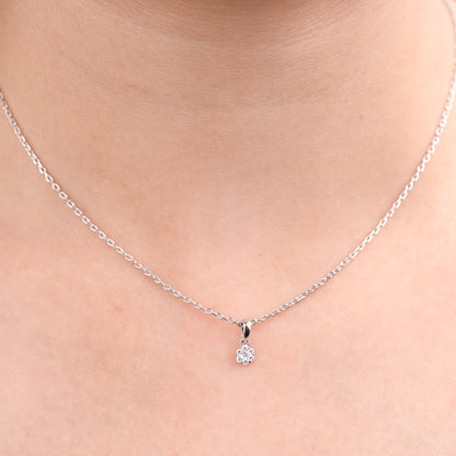 Lab Grown Diamond Round  Pendant 0.16 CT VS1  in 925 Silvadium (Silver + Palladium) 3.12g, IGI Certified, BIS Hallmarked, Elegant & Durable Everyday Jewelry with Lifetime Plating Warranty by New Age Diamonds