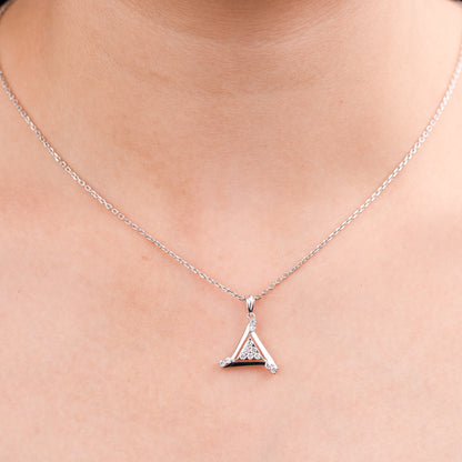 Lab Grown Diamond Triangle Pendant 0.17 CT in 925 Silvadium (Silver + Palladium), 3.12g – IGI Certified, BIS Hallmarked, Elegant Everyday & Occasion Wear Jewelry with Lifetime Plating Warranty by New Age Diamonds