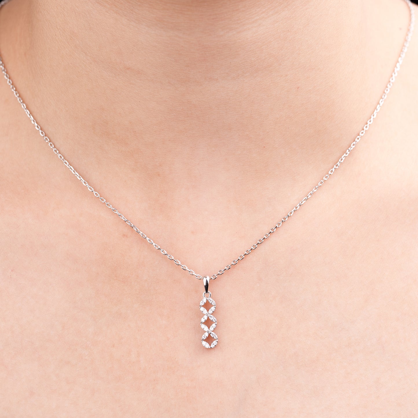 Elegant Diamond Infinity Pendant Necklace in 92.5 Silvadium – 0.15 Ct, 2.72 g Hallmarked & IGI Certified