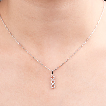 Elegant Diamond Infinity Pendant Necklace in 92.5 Silvadium – 0.15 Ct, 2.72 g Hallmarked & IGI Certified