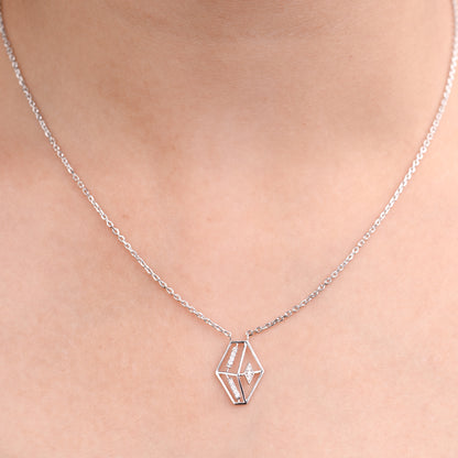 Modern Geometric Lab-Grown Diamond Pendant in 92.5 Silvadium – 0.04 Ct, 2.66 g | IGI  Certified Minimalist Jewelry