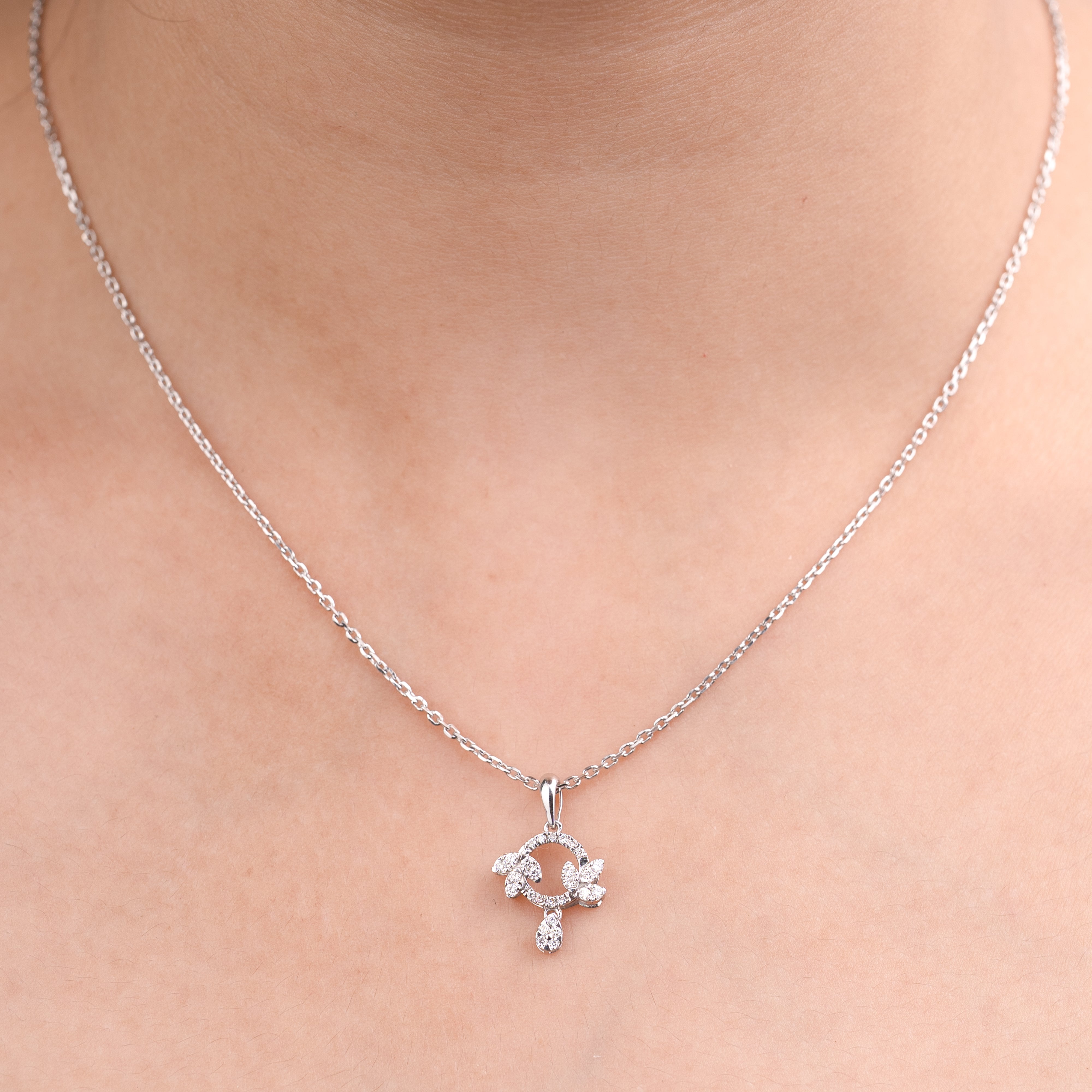 Botanical Bloom Lab Grown Diamond Pendant in 92.5 Silvadium – Elegant Floral Design| 0.20 ct, 2.79 g Hallmarked & IGI Certified