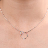 Minimalist Dual Circle Diamond Pendant in 92.5 Silvadium Silver, 0.06 ct, 2.59 g | IGI Certified & Hallmarked