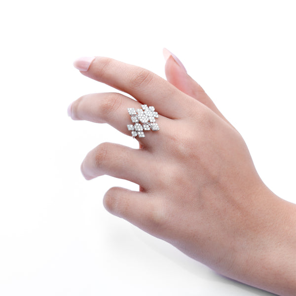 0.86 CT, VS1 IGI Certified Lab Grown Diamond Triangle Ring  in 92.5 Silver with Palladium (Silvadium), 2.02g - Hallmarked & Certified Women’s Statement Jewelry by New Age Diamonds