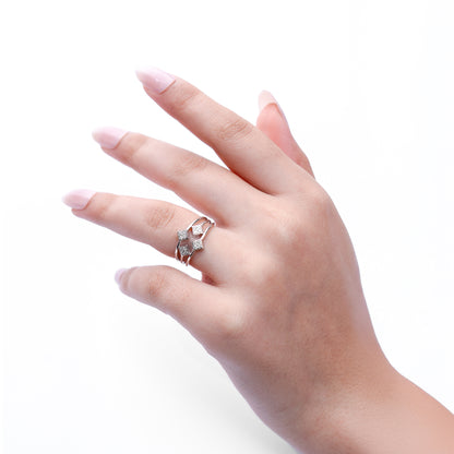 0.15 CT, VS1 IGI Certified Lab Grown Diamond Geometric Ring in 92.5 Silver with Palladium (Silvadium) - Hallmarked | Modern Square Design By New Age Diamonds