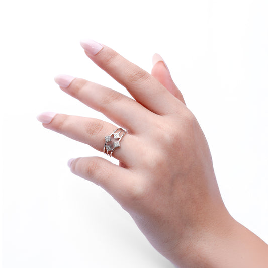 0.15 CT, VS1 IGI Certified Lab Grown Diamond Geometric Ring in 92.5 Silver with Palladium (Silvadium) - Hallmarked | Modern Square Design By New Age Diamonds