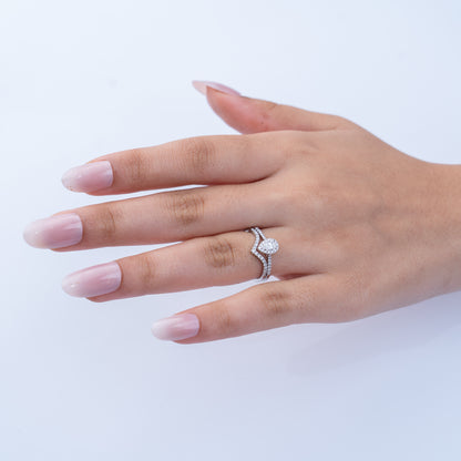 Lab Grown Diamond 0.72 CT Pear-Shaped Ring in 925 Silver with Palladium (Silvadium), 3.2g– IGI Certified, Hallmarked, Modern Minimalist Design