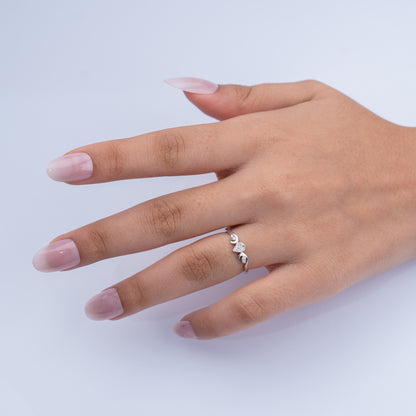 0.11 CT, VS1 Delicate Floral Lab-Grown Diamond Ring 1.35gm Silvadium (92.5 Silver + Palladium) | Hallmarked & IGI Certified