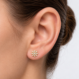 18K Gold Vermeil Lab-Grown Diamond Floral Stud Earrings
