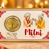 100 mg 24K 999 Pure Gold Milni  | Premium Wedding Gift | Traditional Gold Coin Card