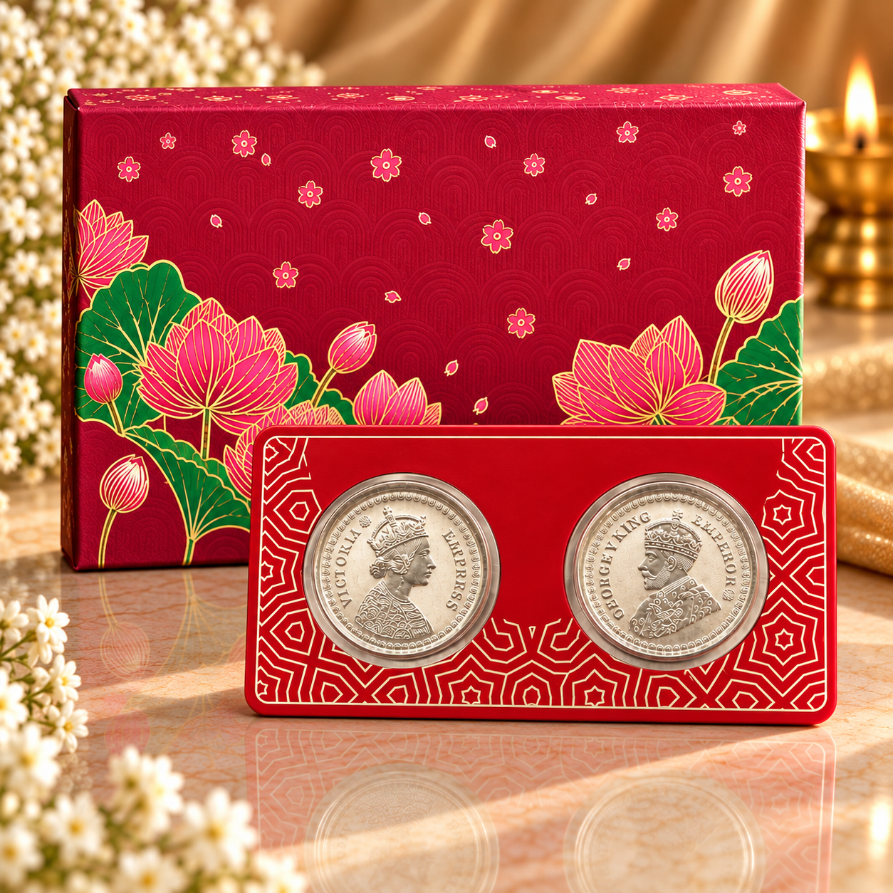 King & Queen 999 Pure Silver 5 Gram Coin Gift Set | Premium Royal Gift Box
