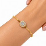 18KT Gold Vermeil Emerald Cut Halo Diamond Bracelet