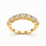 Gold Diamond Band Ring with Round and Marquise-Cut Diamonds