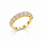 Gold Diamond Band Ring with Round and Marquise-Cut Diamonds
