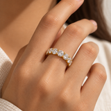 Gold Diamond Band Ring with Round and Marquise-Cut Diamonds