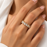 18K Gold Vermeil Gold-Tone Multi-Stone Diamond-Style Silver Ring for Women