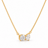 18KT Gold Vermeil Gold Two-Stone Solitaire Pendant Necklace