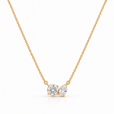 18KT Gold Vermeil Gold Two-Stone Solitaire Pendant Necklace