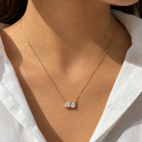 18KT Gold Vermeil Gold Two-Stone Solitaire Pendant Necklace
