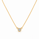 18KT Gold Vermeil Solitaire Bezel Pendant Necklace