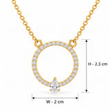 18KT Gold Vermeil Circle Halo Pendant Necklace with Pear-Cut Stone