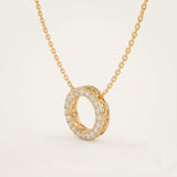 18KT Gold Vermeil Diamond Halo Circle Pendant Necklace
