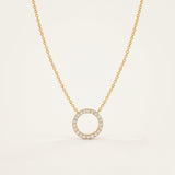 18KT Gold Vermeil Diamond Halo Circle Pendant Necklace