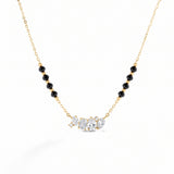 18KT Gold Vermeil Black Beaded Mangalsutra Necklace with Multi-Stone Pendant
