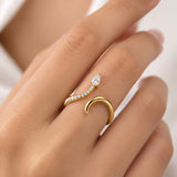 18KT Gold Vermeil Snake Design Pear-Cut Stone Open Ring