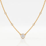 18KT Gold Vermeil Floral Cluster Solitaire Pendant Necklace